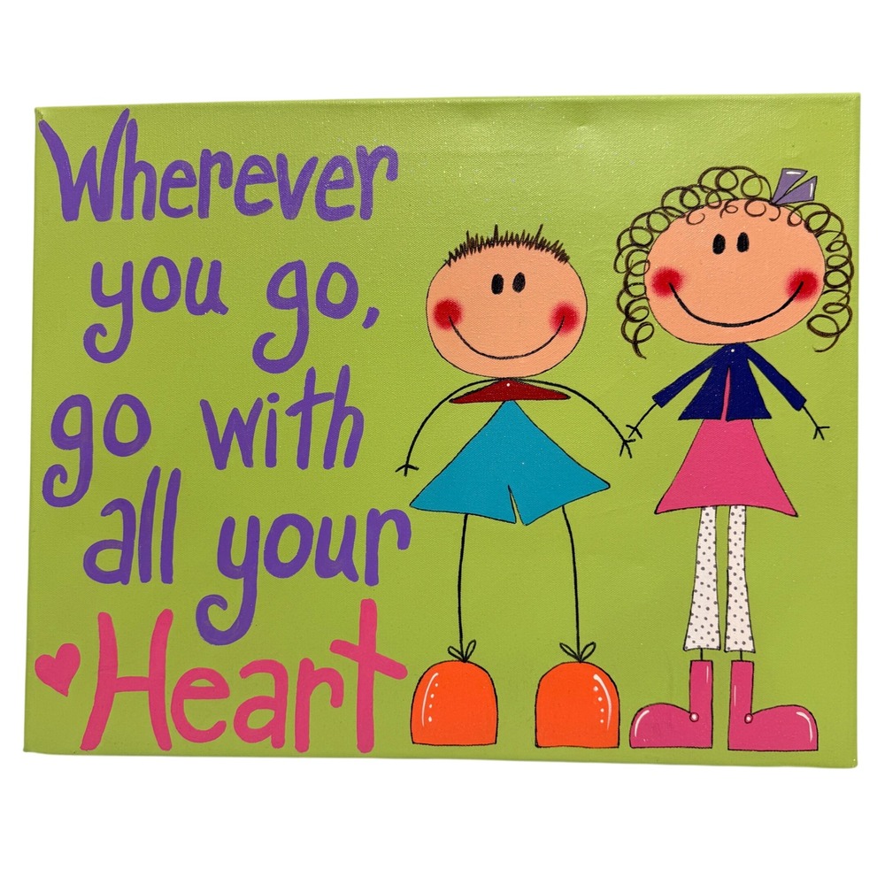 Hand Painted Canvas Wall Art Wherever You Go Go With All Your Heart Friends